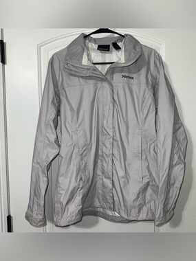 Marmot PreCip Eco Rain Jacket Women's Medium Light Gray Hooded Waterproof Shell